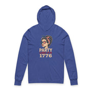 4th of July lightweight hoodie with retro patriotic woman graphic