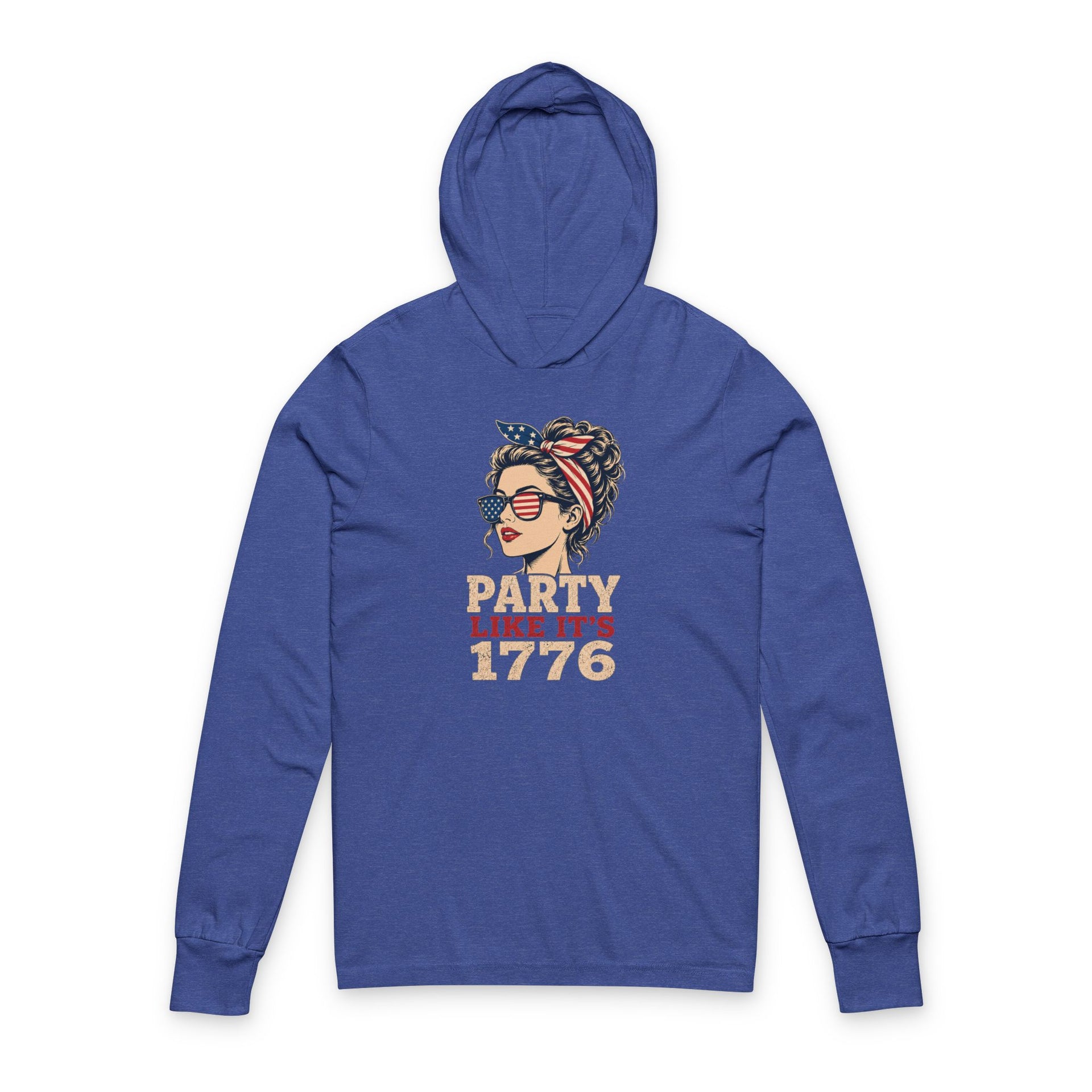 4th of July lightweight hoodie with retro patriotic woman graphic
