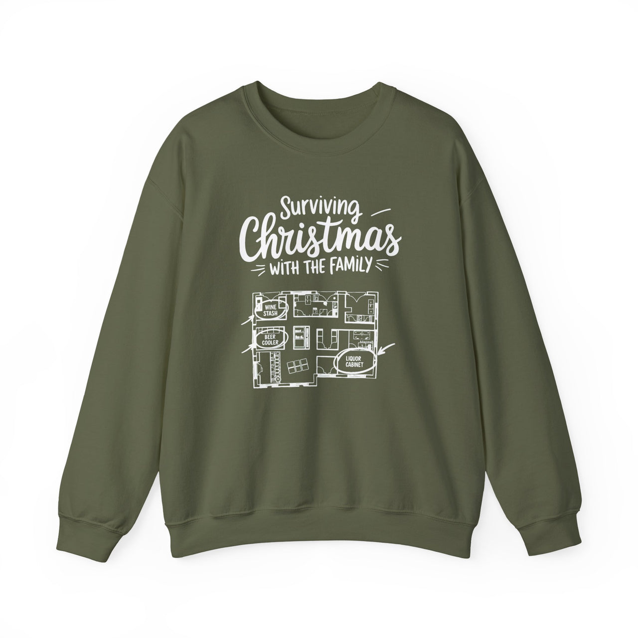 Surviving Christmas With the Family Sweatshirt – Funny Holiday Drinking Shirt, Party Sweater, Hilarious Xmas Gift for Adults