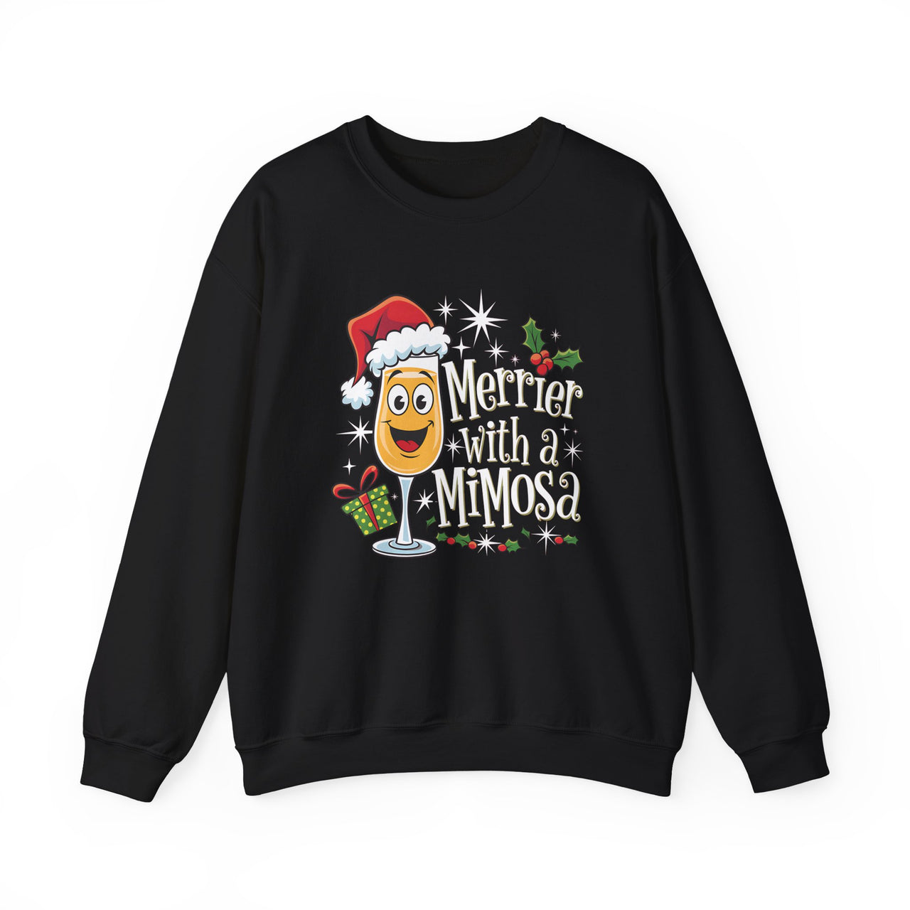 Merrier with a Mimosa Funny Christmas Sweatshirt