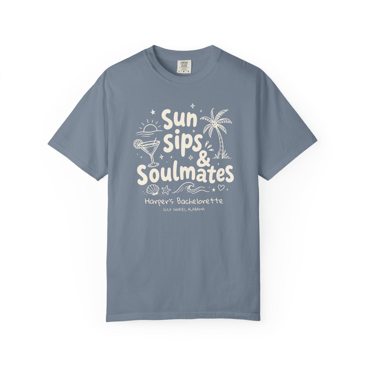 Comfort Colors Sun Sips & Soulmates Bachelorette Personalized Beach Shirt