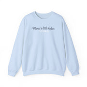 a light blue sweatshirt with 'Mama's little helper (VODKA)' text funny mother's day, mom life, girls trip design