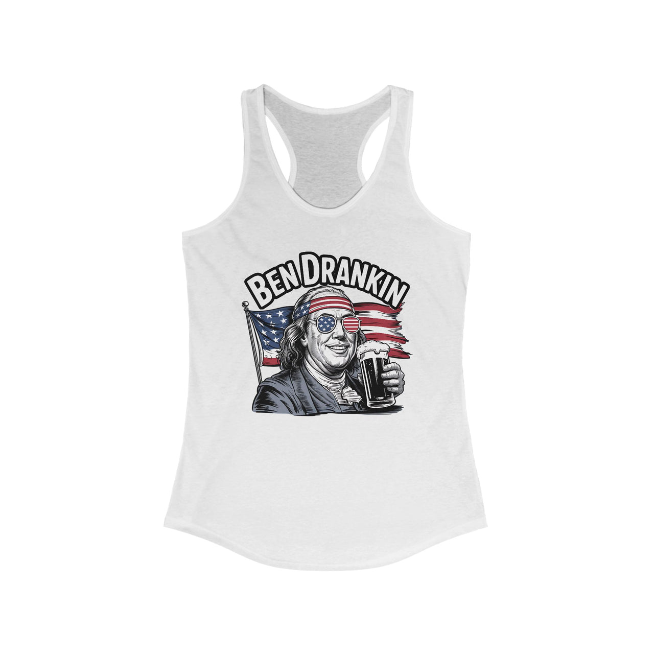 4th of July – Ben Drankin – Patriotic Soft Racerback Tank Top