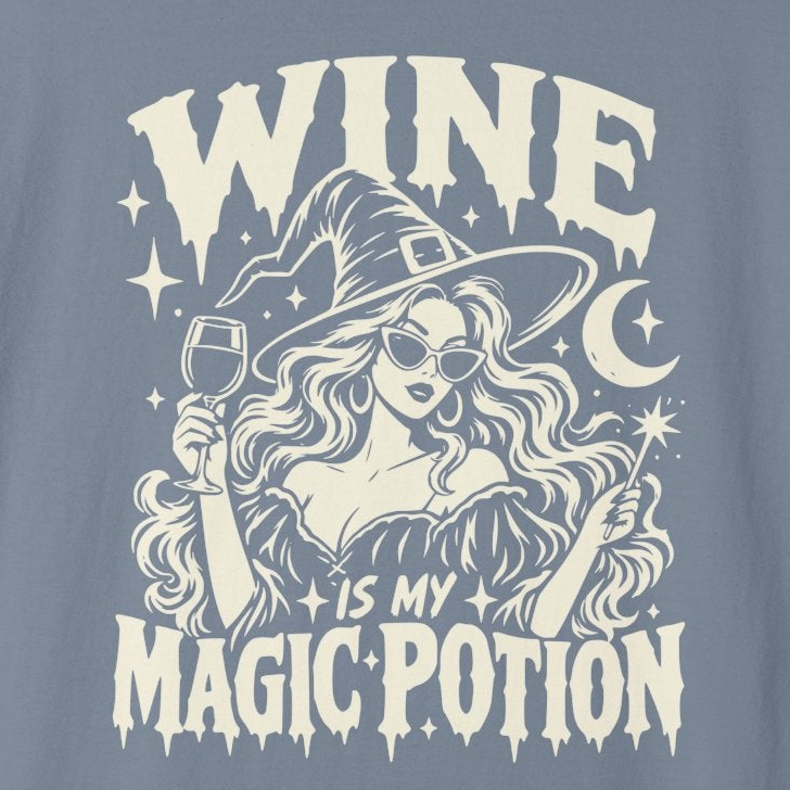 Comfort Colors Wine Is My Magic Potion Halloween Witch Shirt