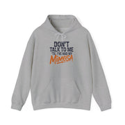 a gray hoodie with text 'Don't talk to me I've had my Mimosa' funny mother's day, mom life, girls trip design