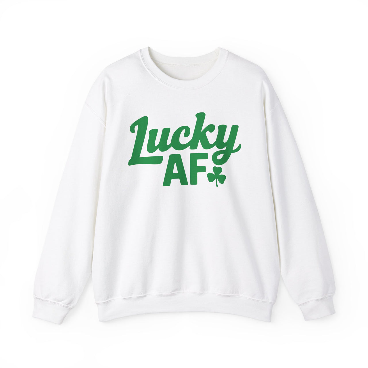 St. Patrick's Day Sweatshirt | Lucky AF | Funny Irish Shamrock Crewneck | Festive Clover St. Paddy’s Sweatshirt