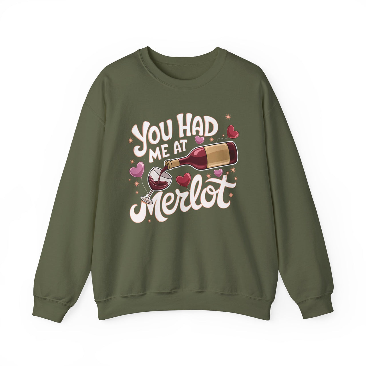 You Had Me at Merlot Funny Valentine’s Sweatshirt - Romantic Wine Lover Pullover, Gift for Him or Her