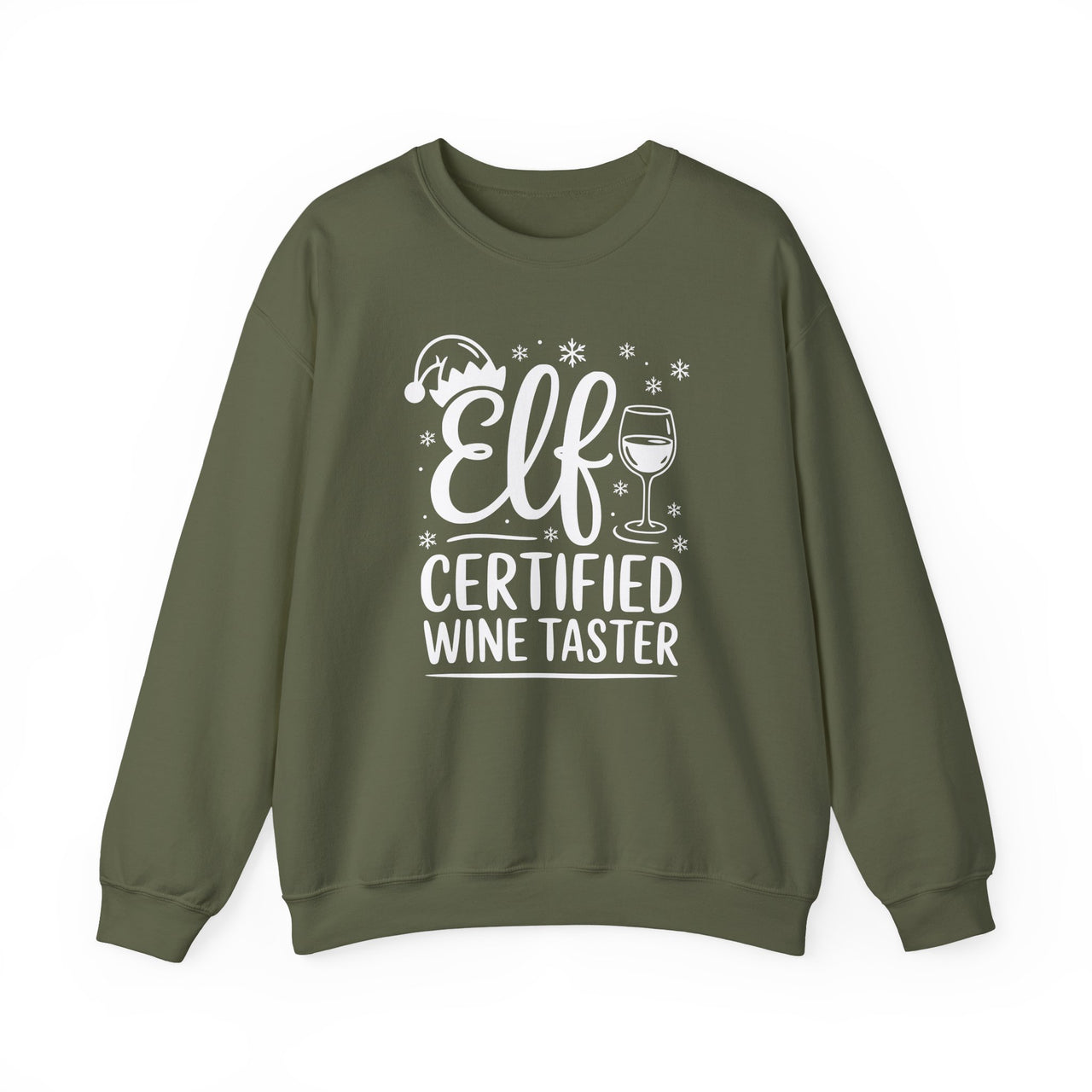 Funny Christmas Sweatshirt – Elf Certified Wine Tester – Holiday Wine Lover Sweater