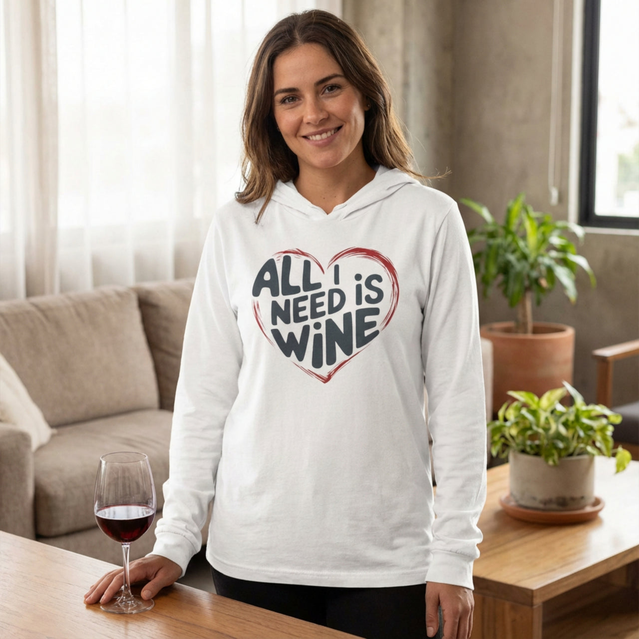 All I Need Is Wine - Funny Wine Lover Valentine's Day Featherweight Hoodie - Unisex (Men & Women)