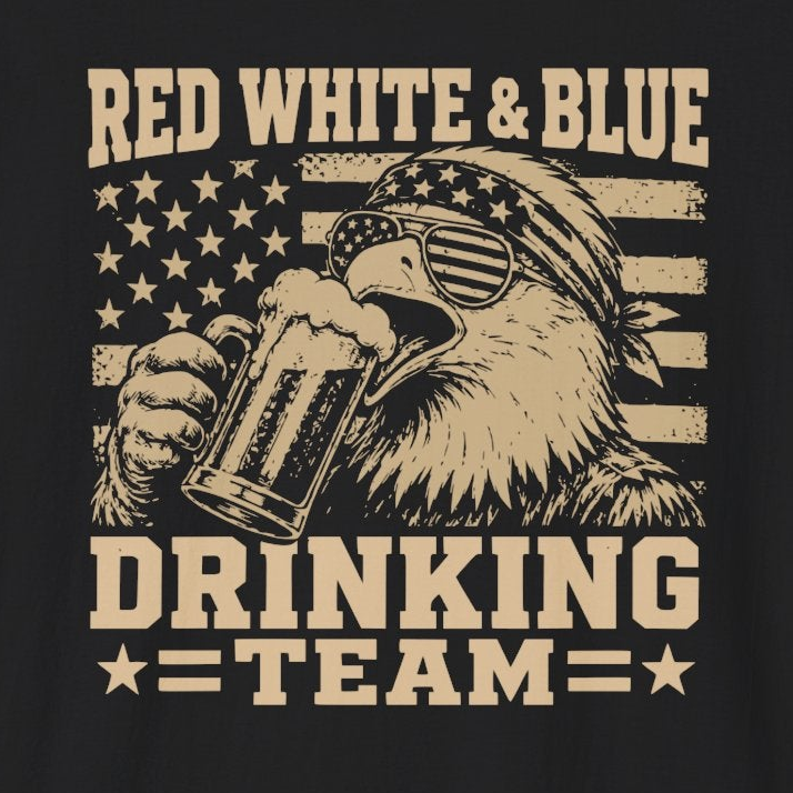 Red White & Blue Drinking Team Patriotic T-Shirt