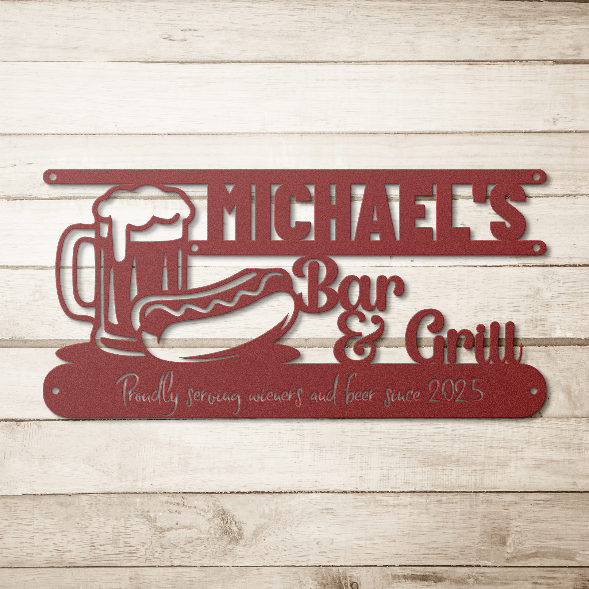 Funny_Backyard_Metal_Sign__Michael_Red_Simple_Wood_BKGD_Mockup.png