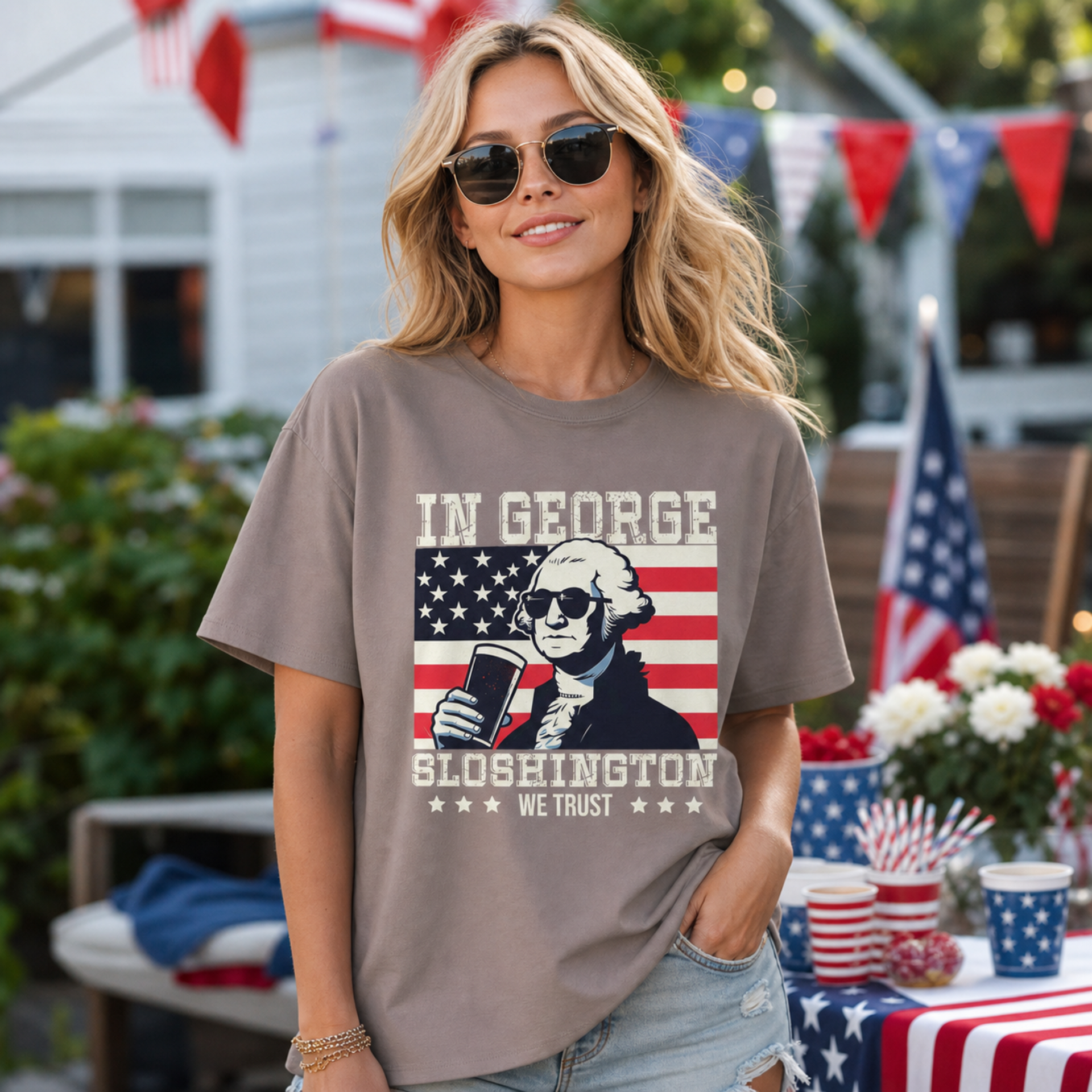 George Washington-inspired beer shirt for Independence Day BBQs