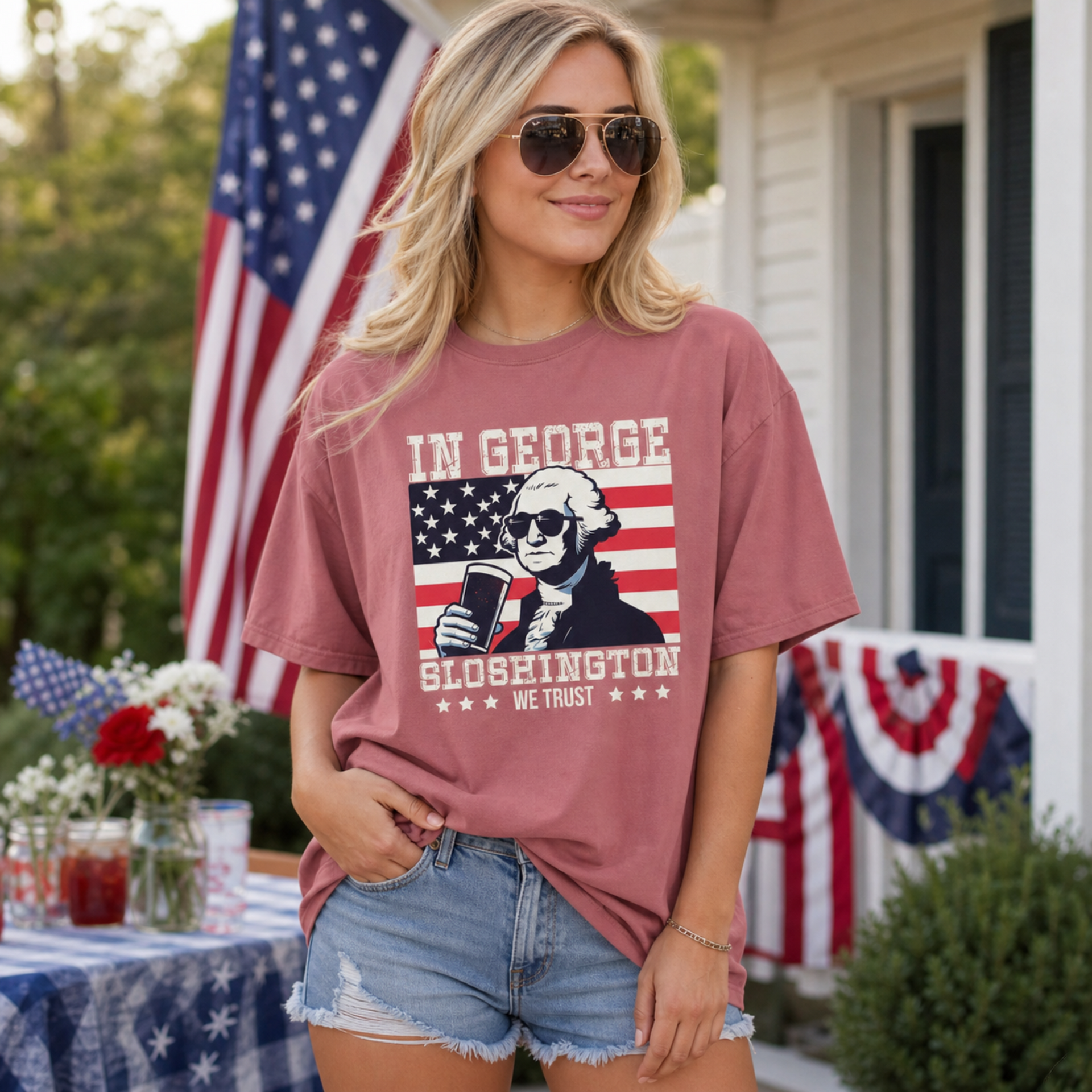 George Washington-inspired beer shirt for Independence Day BBQs