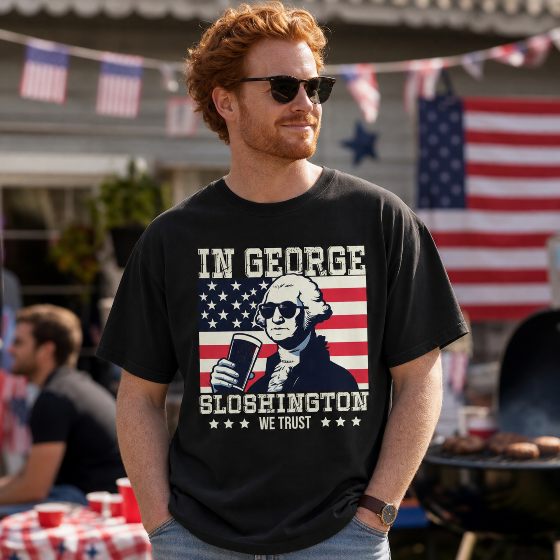 George Washington-inspired beer shirt for Independence Day BBQs