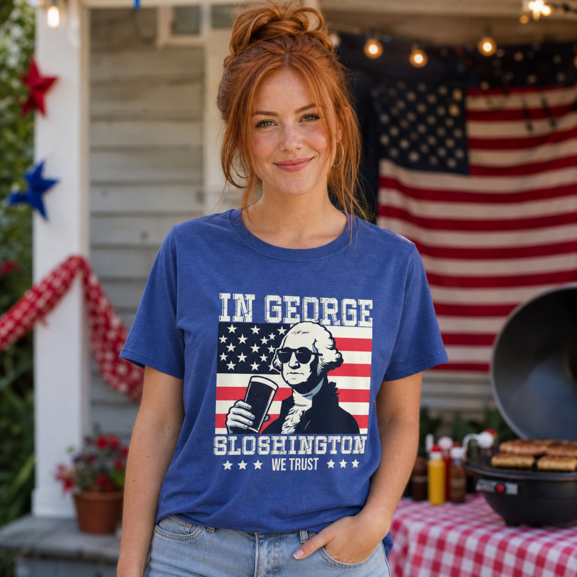 George Washington-inspired beer shirt for Independence Day BBQs