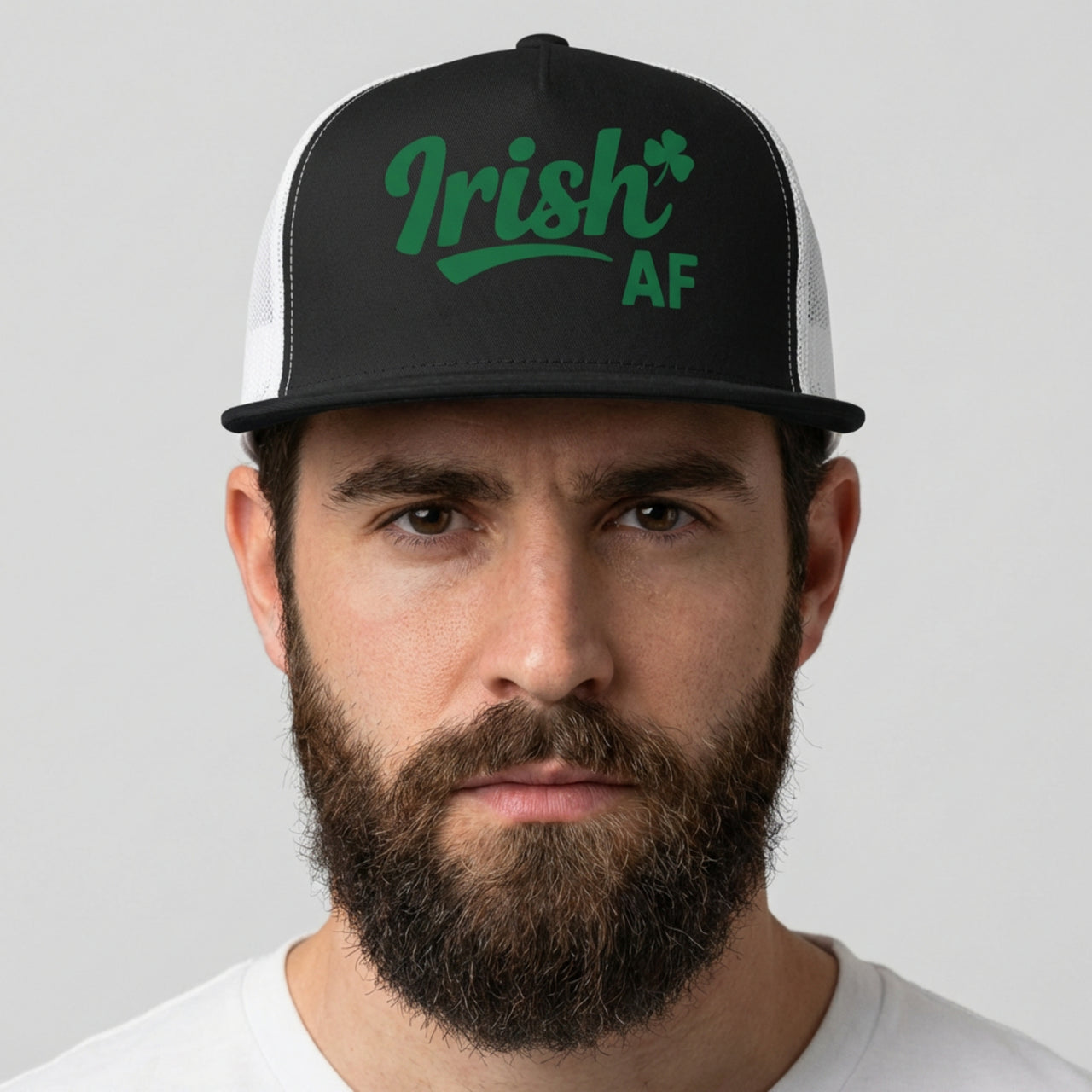 Irish AF Funny St. Patrick's Day Flat Bill Trucker Hat Snapback Cap