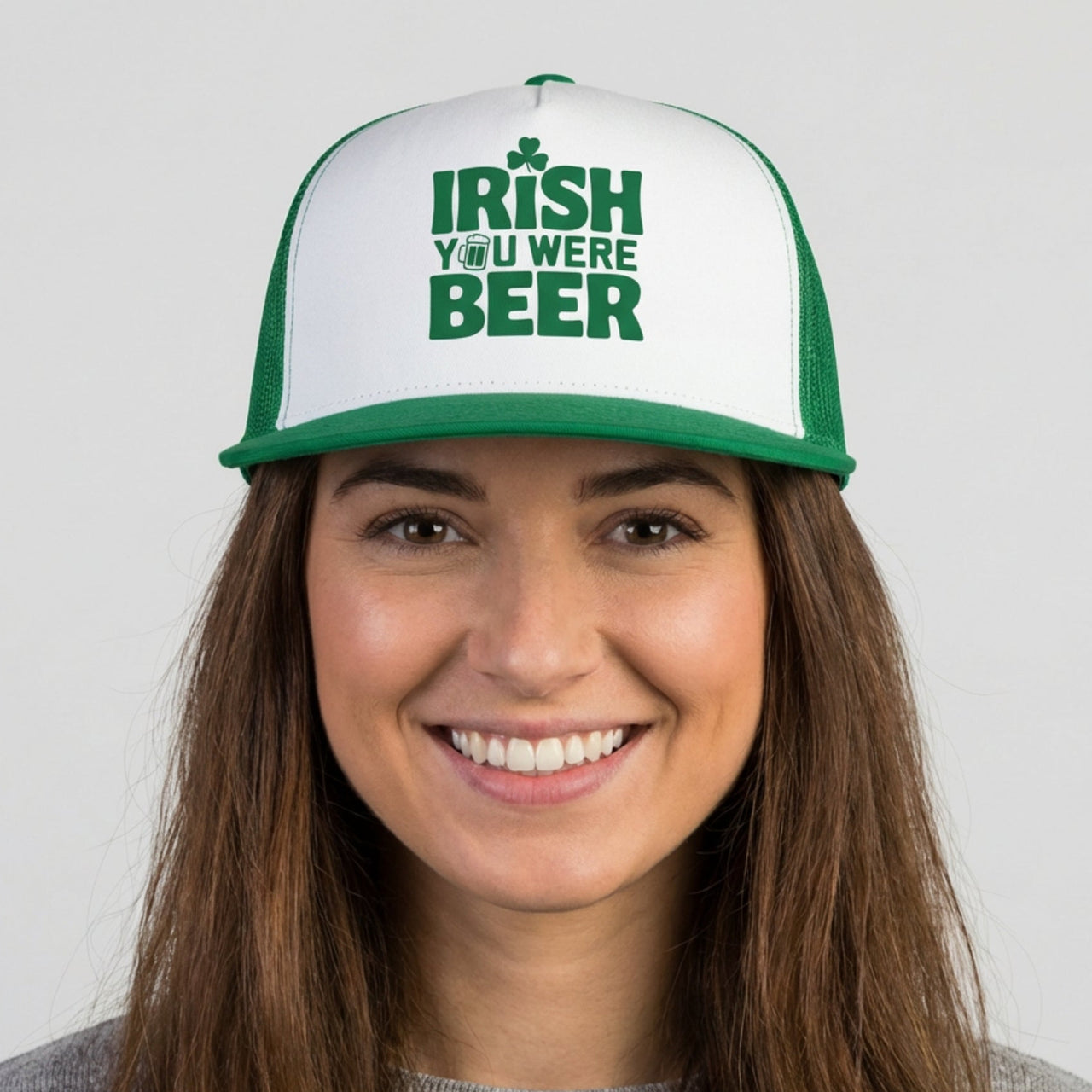 Irish You Were Beer - Funny St. Patrick's Day Trucker Hat - Snapback Cap