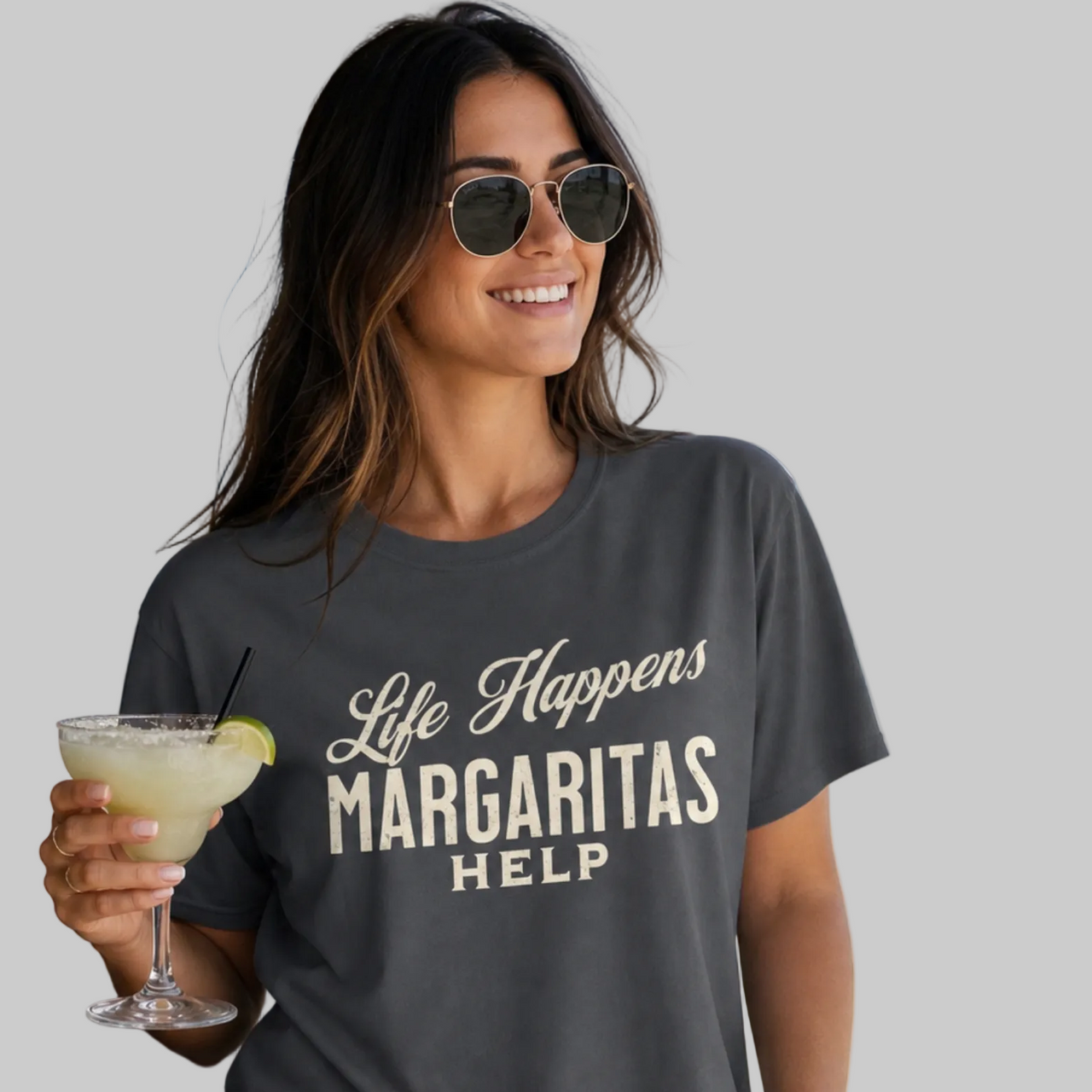 Life Happens Margaritas Help Funny Margarita T-Shirt