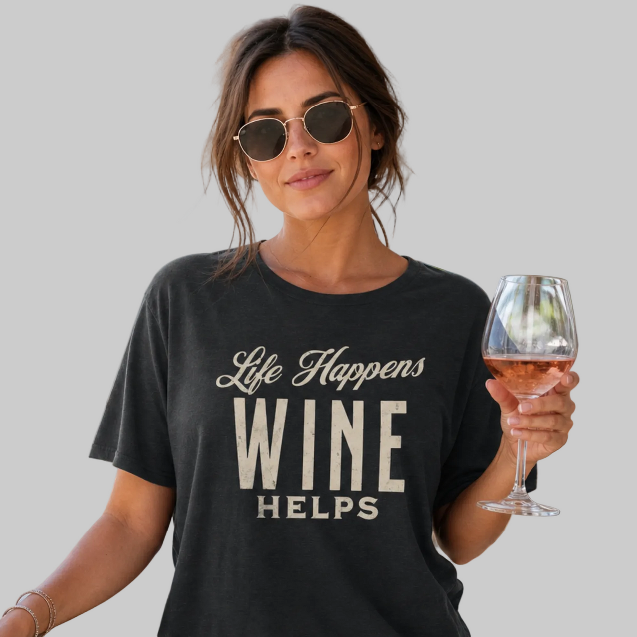 Life Happens Wine Helps Funny Wine T-Shirt