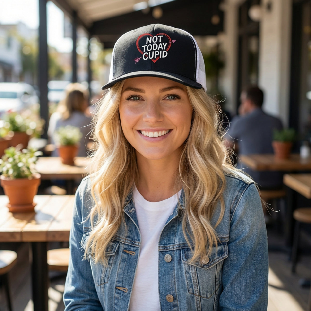 Not Today Cupid - Funny Anti-Valentine's Day Trucker Hat - Classic Flat Bill Snapback