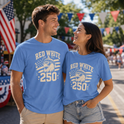 Funny America 250 eagle shirt with sunglasses and flag artwork