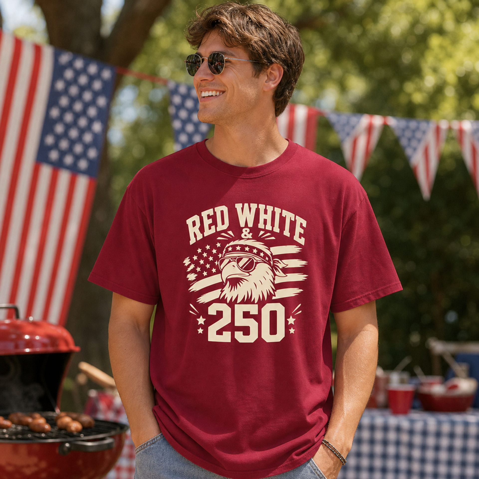 America 250 patriotic t-shirt for Independence Day celebrations