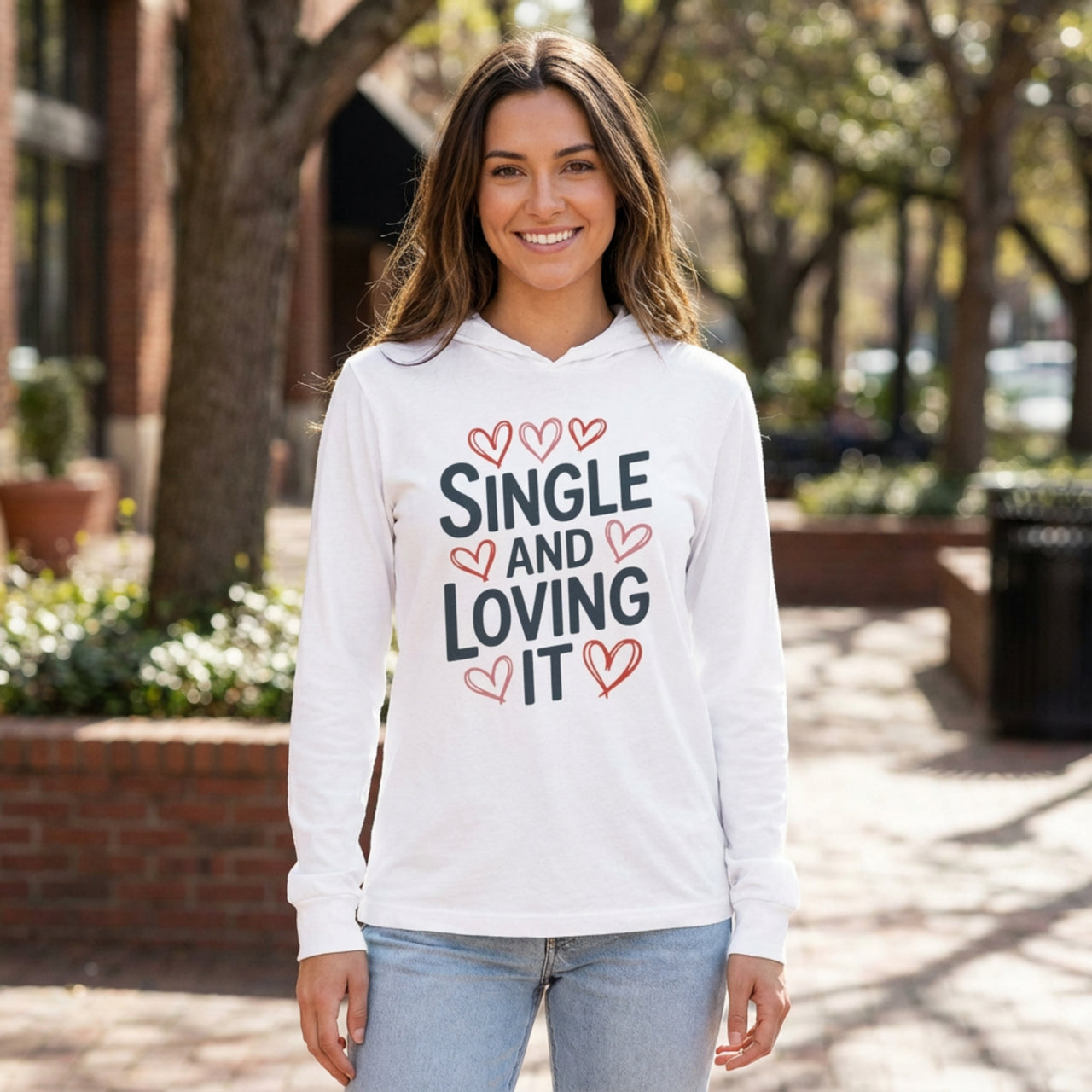 Single And Loving It - Funny Valentine's Day Featherweight Hoodie - Lightweight Pullover - Unisex (Men & Women)