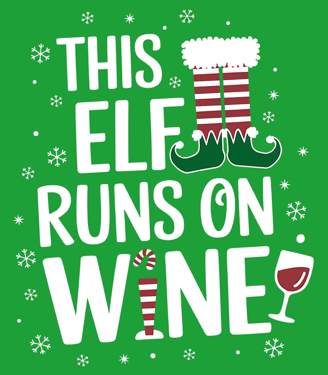 This Elf Runs on Wine Christmas Sweatshirt – Funny Holiday Drinking Apparel