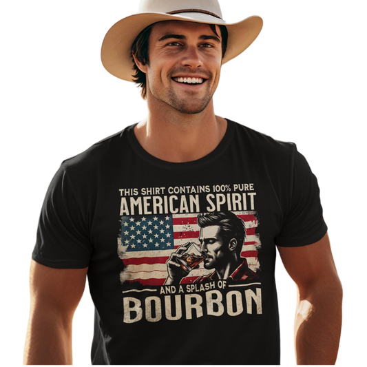 This Shirt Contains 100% American Spirit and a Splash of Bourbon 4th of July Tee