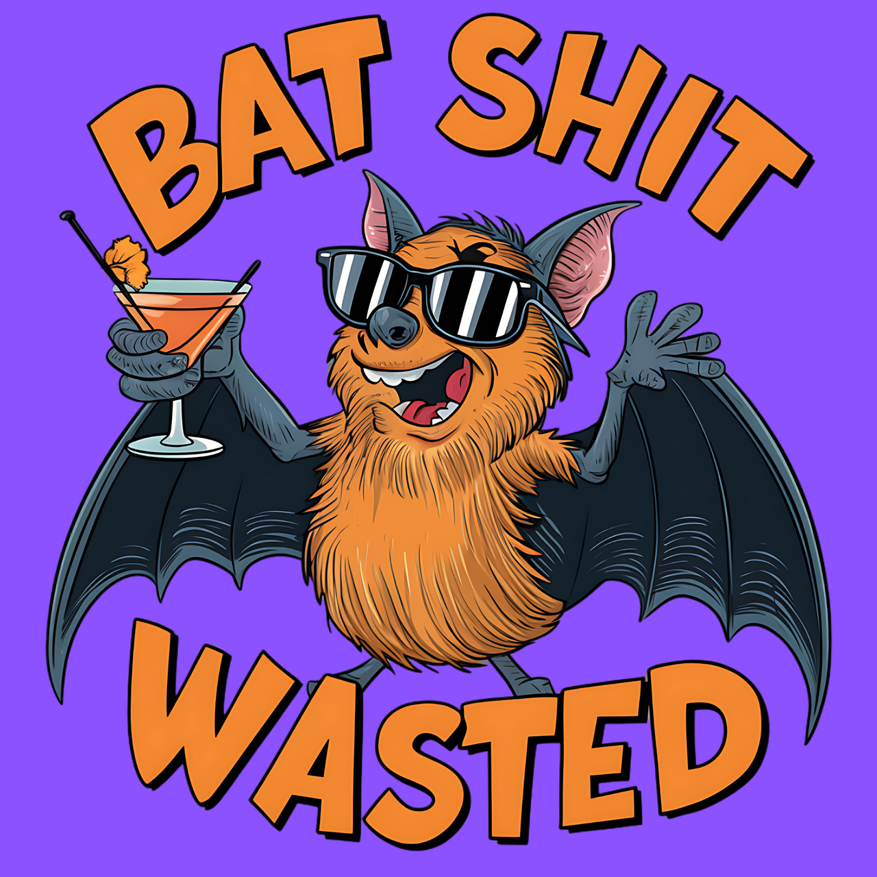 Bat Shit Wasted Funny Halloween Tee