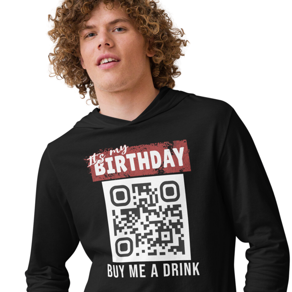 It's My Birthday Buy Me A Drink Lightweight Hoodie - Personalizable