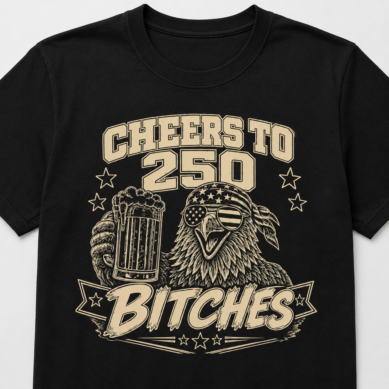 Cheers to 250 Bitches Patriotic Eagle Graphic Tee