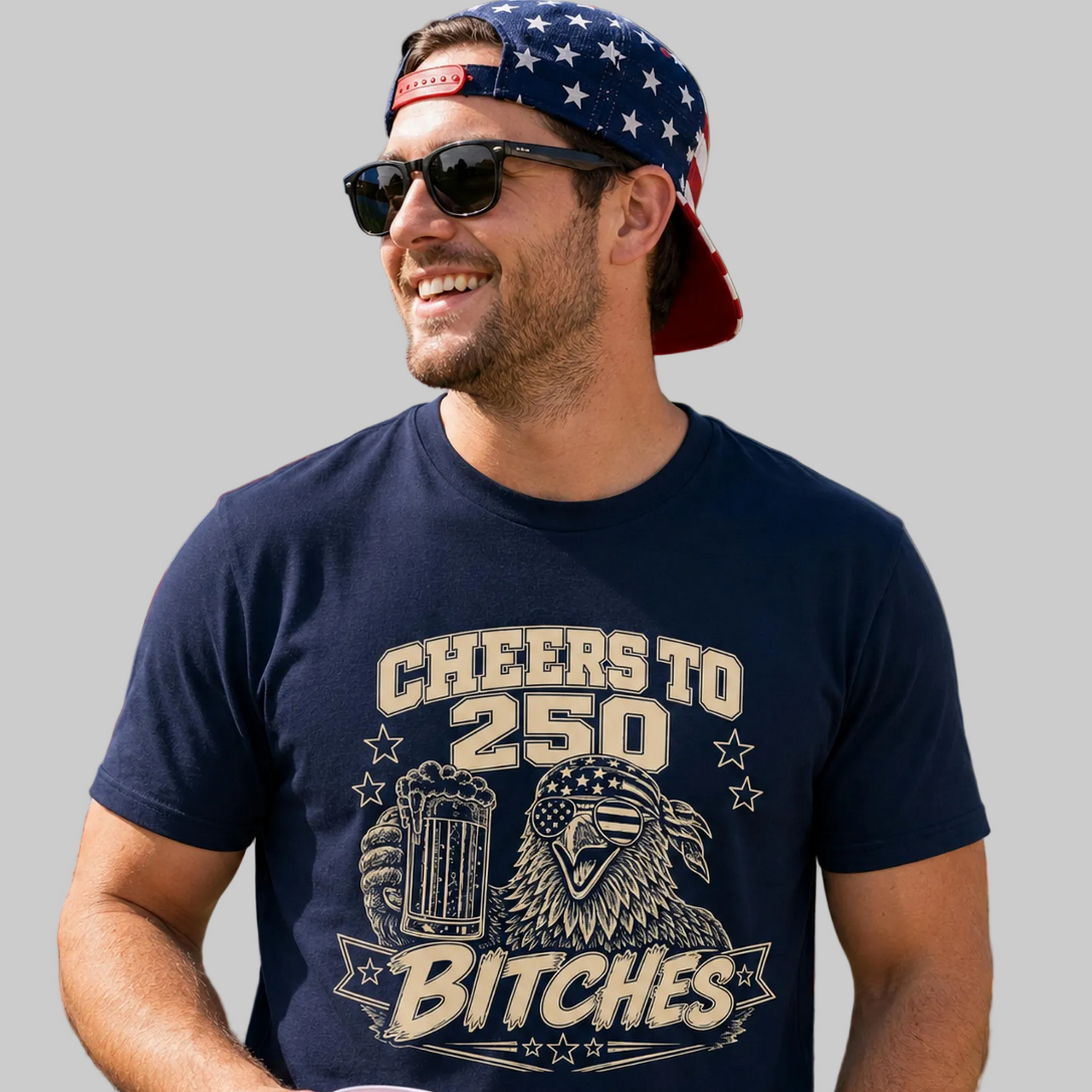 Cheers to 250 Bitches Patriotic Eagle Graphic Tee