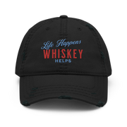 Life Happens Whiskey Helps Dad Hat | Casual & Cool Wear DISTRESSED DAD HAT,DRINKING,HAT,MENS,New,UNISEX,WHISKEY,WOMENS Dayzzed Apparel