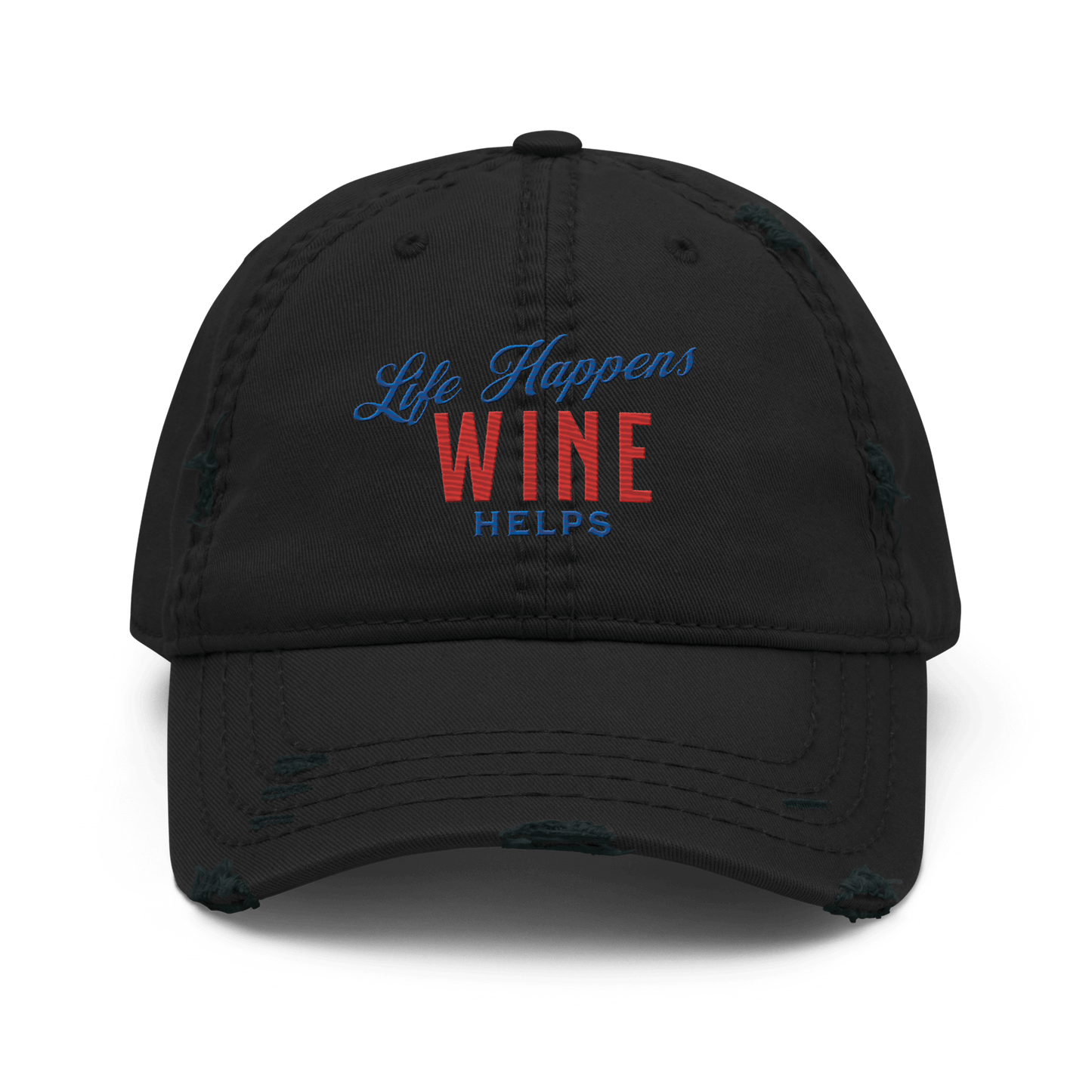 Life Happens Wine Helps Dad Hat - Add Edge to Your LookElevate your style with our "Life Happens Wine Helps" Dad Hat. Perfect for any occasion, blending humor and style. Ideal for drinking enthusiasts.