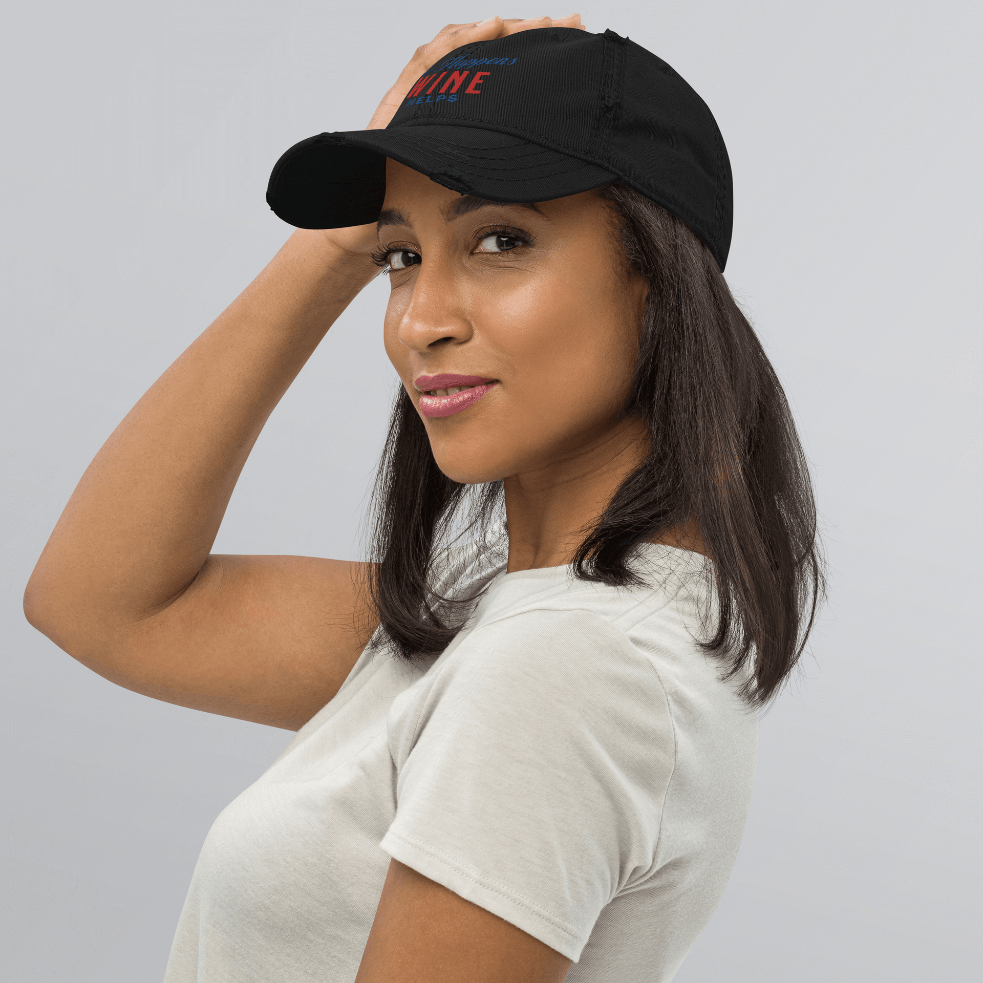 Life Happens Wine Helps Dad Hat - Add Edge to Your LookElevate your style with our "Life Happens Wine Helps" Dad Hat. Perfect for any occasion, blending humor and style. Ideal for drinking enthusiasts.