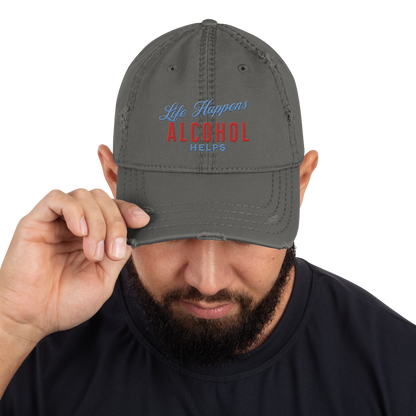 Life Happens Alcohol Helps Distressed Dad Hat