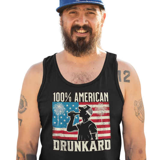 100% American Drunkard Men's 4th of July Tank Top
