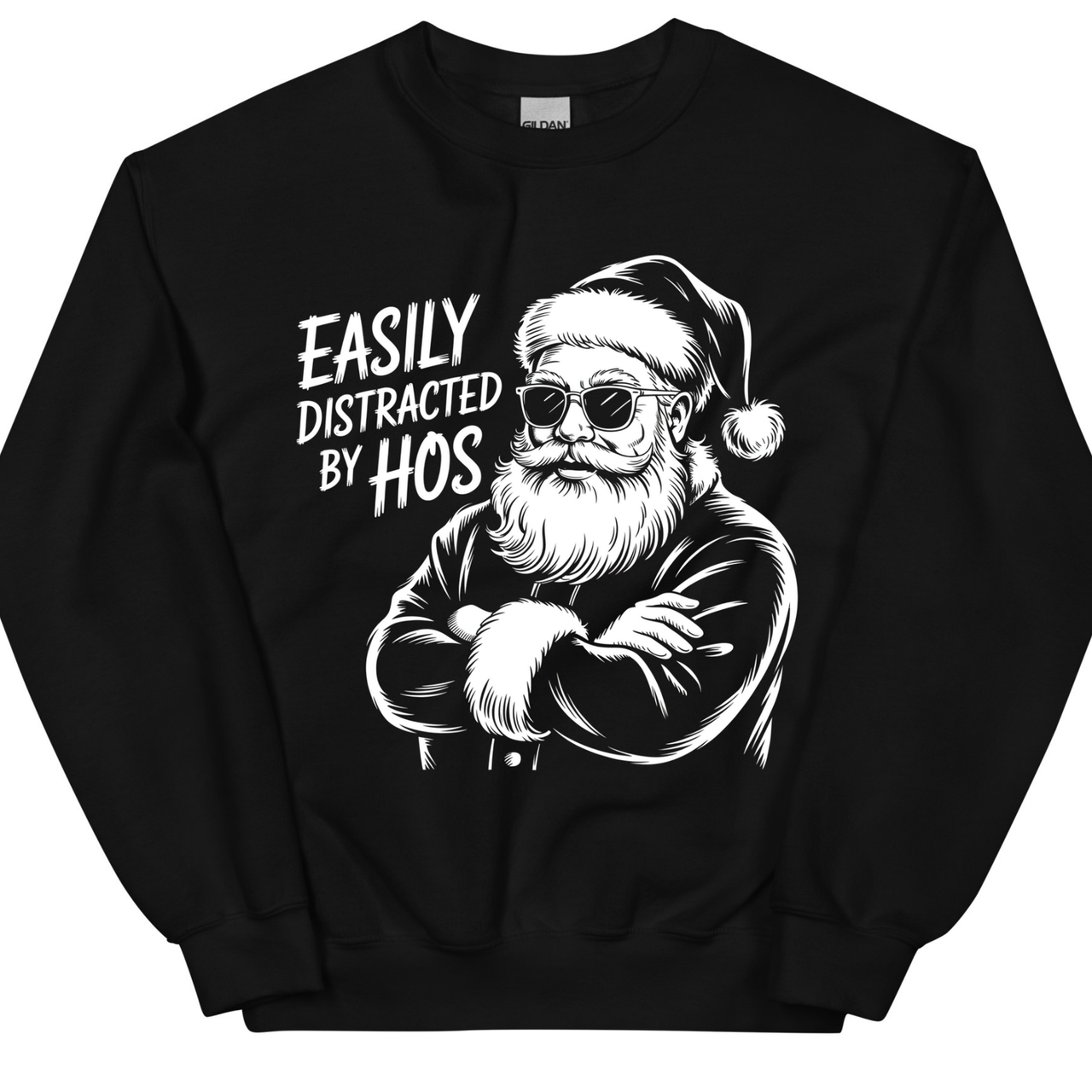 Easily Distracted By Hos – Funny Santa Christmas Sweatshirt