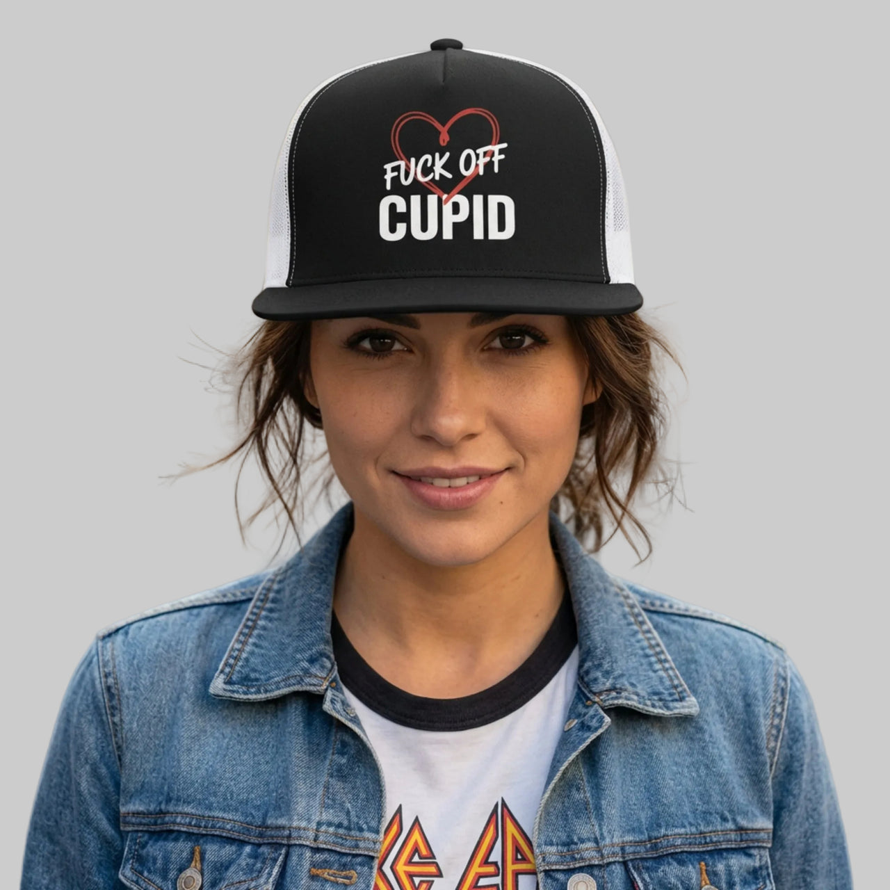 Fuck Off Cupid - Funny Explicit Anti-Valentine's Day Trucker Hat - Classic Snapback