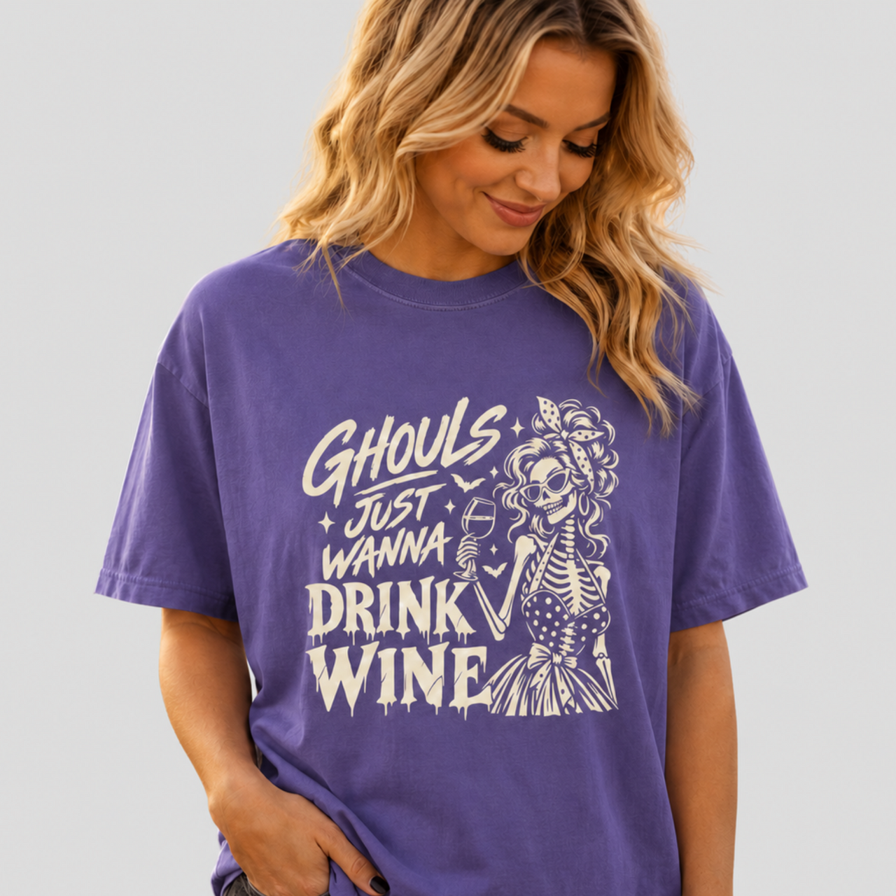Comfort Colors Ghouls Just Wanna Drink Wine Funny Halloween Shirt