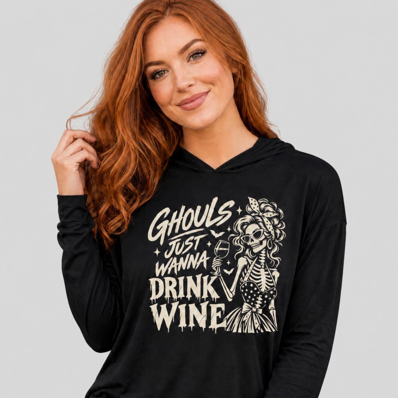 Ghouls Just Wanna Drink Wine Halloween Lightweight Hoodie