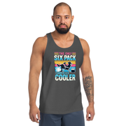 Chill out in style with our beach-themed tank top. Great for summer relaxers and beer lovers alike!