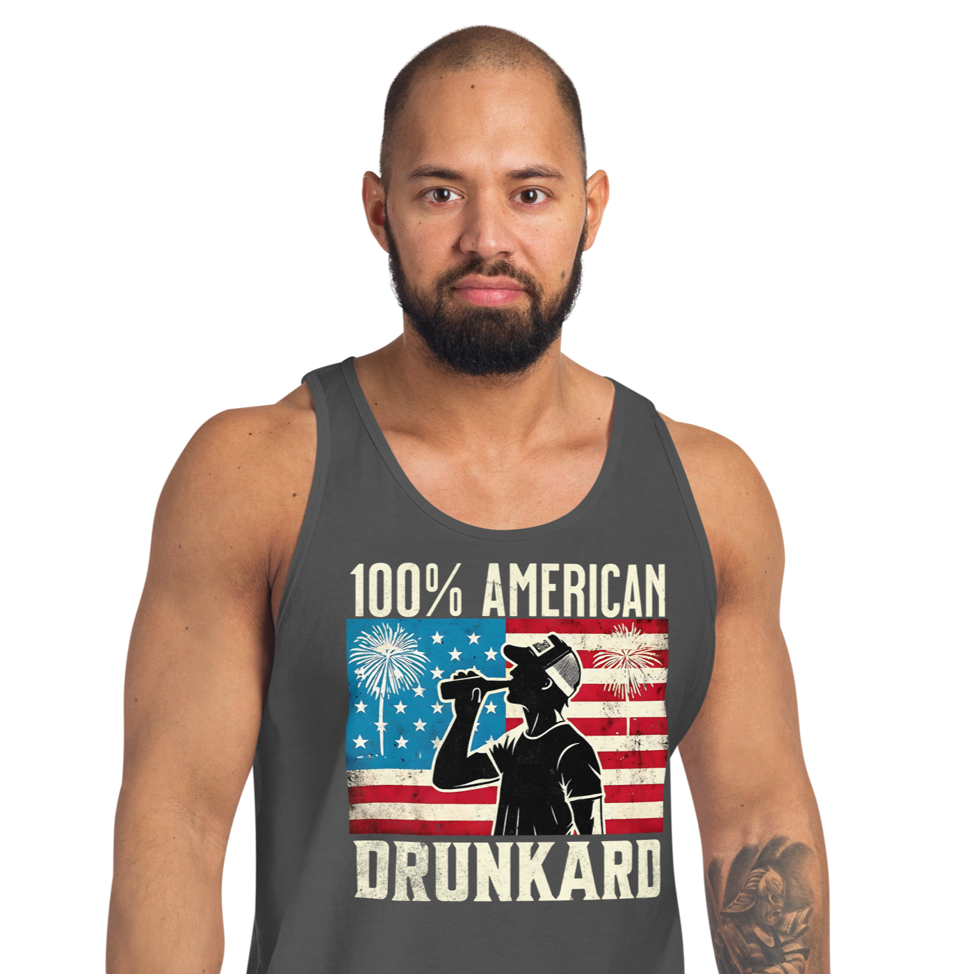 100% American Drunkard Men's 4th of July Tank Top