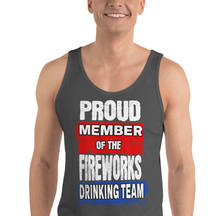 Join the Fireworks Drinking Team with this high-quality, soft tank top made from 100% combed and ringspun cotton. Perfect for a timeless and classic look.