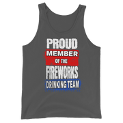 Join the Fireworks Drinking Team with this high-quality, soft tank top made from 100% combed and ringspun cotton. Perfect for a timeless and classic look.