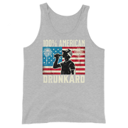 Rock your 4th of July with our '100% American Drunkard' men's tank. Perfect for BBQs or chilling with friends in patriotic style. Get yours now!