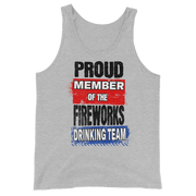 Join the Fireworks Drinking Team with this high-quality, soft tank top made from 100% combed and ringspun cotton. Perfect for a timeless and classic look.