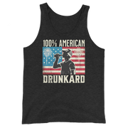 Rock your 4th of July with our '100% American Drunkard' men's tank. Perfect for BBQs or chilling with friends in patriotic style. Get yours now!