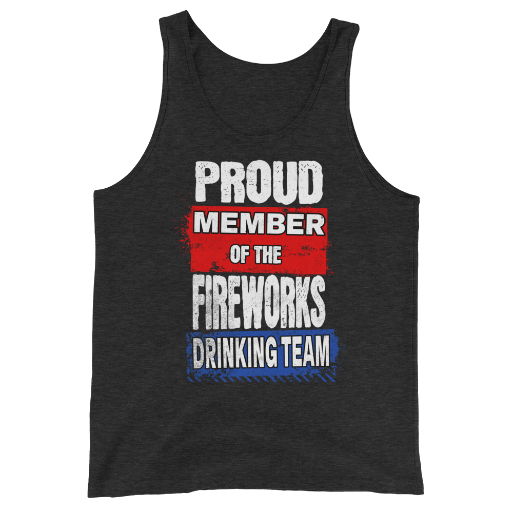 Join the Fireworks Drinking Team with this high-quality, soft tank top made from 100% combed and ringspun cotton. Perfect for a timeless and classic look.